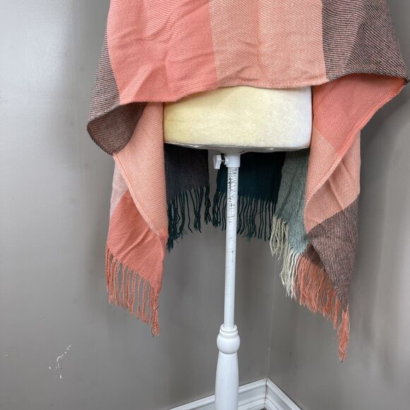 Unisex Multicolored Plaid Acrylic Fringe Scarf 70” x 24” Inches - Picture 13 of 16